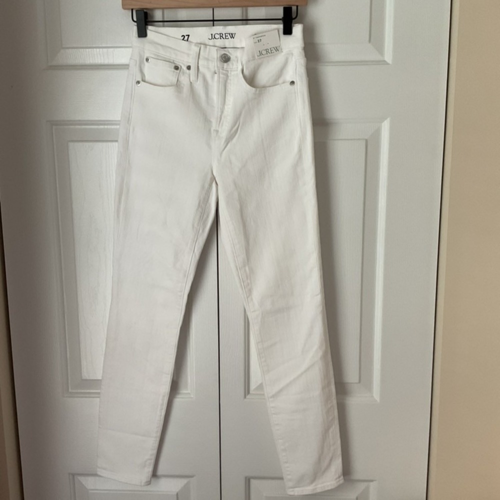 J. Crew 9" Mid Rise Toothpick Jean White Stretch Classic Ankle Skinny‎ 27 NWT